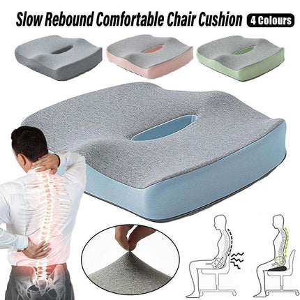 Memory Foam Seat Cushion for Office and Travel Support with Ergonomic Design - Blue.