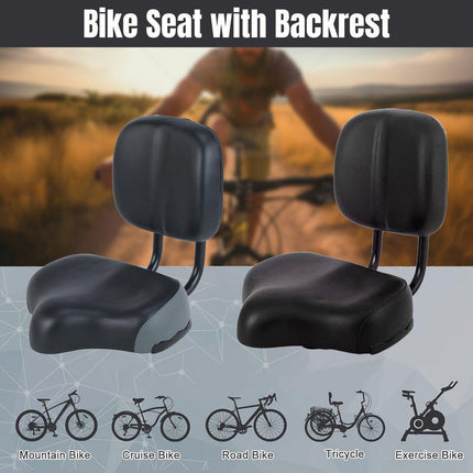 Electric Bicycle Tricycle Seat With Backrest Adjustable Comfortable Bike Seat - Grey.