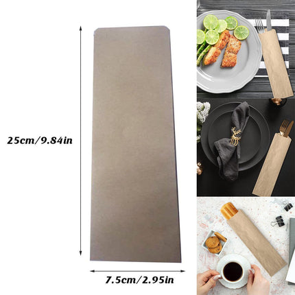 100PCS Paper Cutlery Bag Utensil Pouch Tableware Cover Restaurant Packaging Bag.