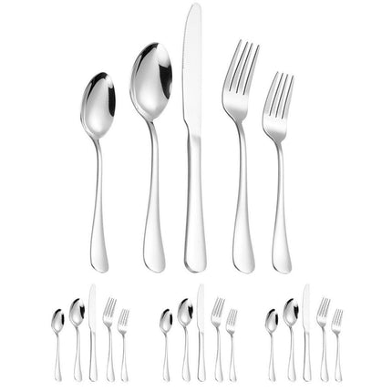 20/40pcs Stainless Steel Cutlery Set Knife Fork Spoon Western Hotel Tableware - Golden-40pcs.
