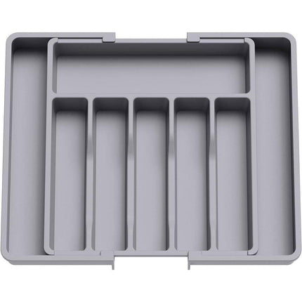 Extendable Cutlery Storage Box Household Portable Retractable Tray Organizer - Black.