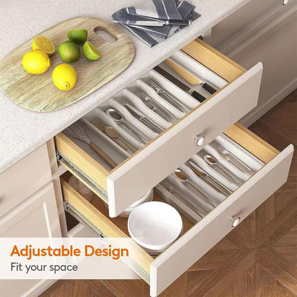 Portable Tableware Storage Box Telescopic Household Storage Tray Organizer.
