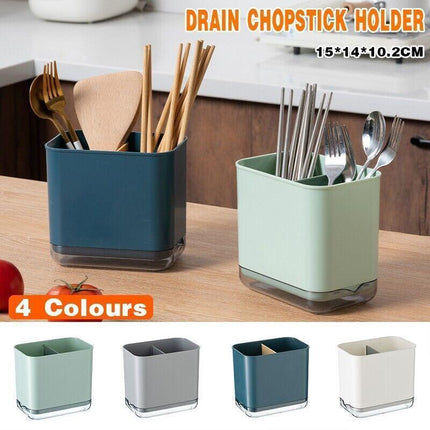 Cutlery Drainer Basket Multifunctional Storage Holder Box Spoon Drain Rack - Blue.
