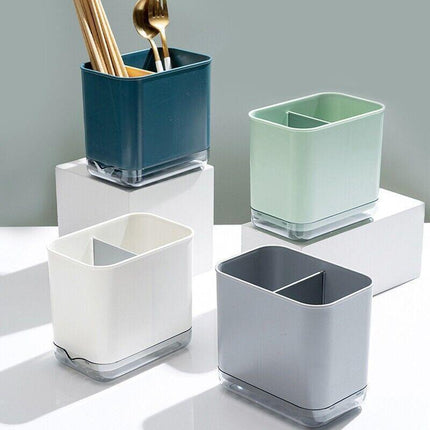 Cutlery Drainer Basket Multifunctional Storage Holder Box Spoon Drain Rack - Blue.