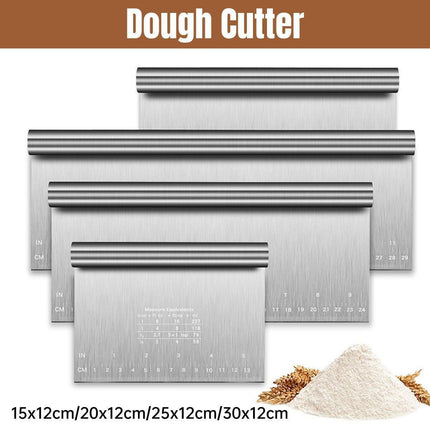 Stainless Steel Dough Cutter Knife Measurement Scraper Pastry Baking Tool - 15cm.