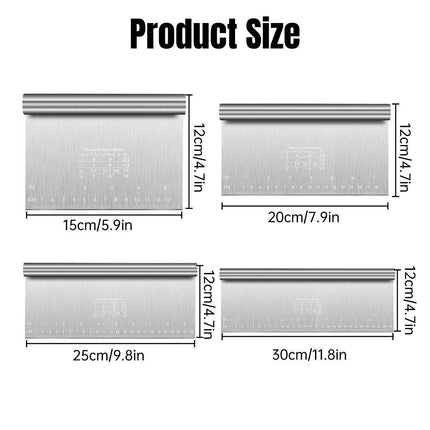 Stainless Steel Dough Cutter Knife Measurement Scraper Pastry Baking Tool - 15cm.