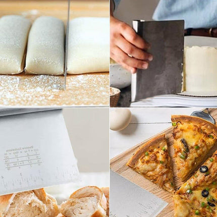 Stainless Steel Dough Cutter Knife Measurement Scraper Pastry Baking Tool - 15cm.