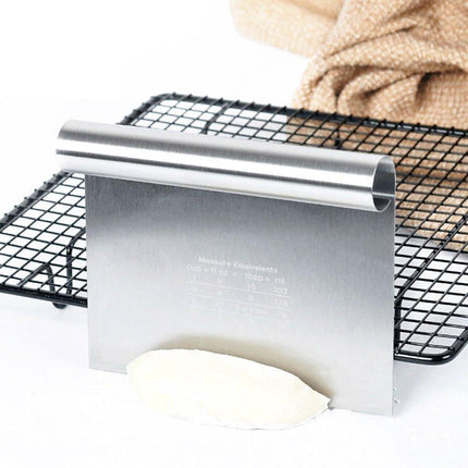Stainless Steel Dough Cutter Knife Measurement Scraper Pastry Baking Tool - 15cm.
