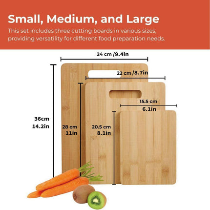 Household Cutting Board Set 3PCS Square Wooden Kitchen Chopping Boards For Food.
