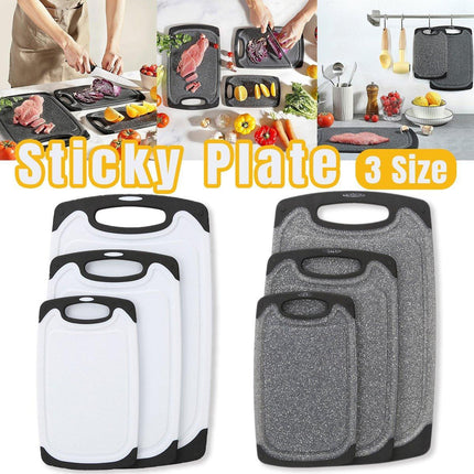 3pcs Wheat Straw Plastic Cutting Board Set Chopping Board Kitchen - Black.