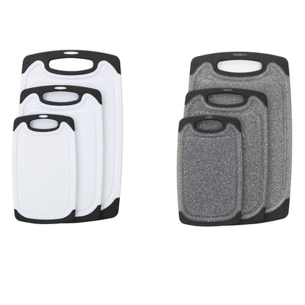 3pcs Wheat Straw Plastic Cutting Board Set Chopping Board Kitchen - Black.