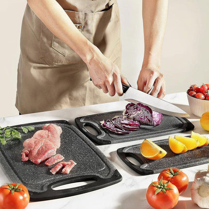 3pcs Wheat Straw Plastic Cutting Board Set Chopping Board Kitchen - Black.