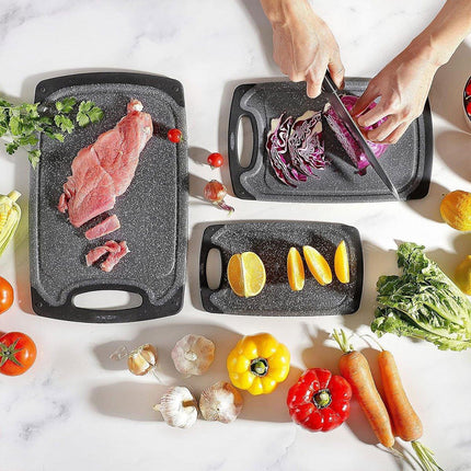 3pcs Wheat Straw Plastic Cutting Board Set Chopping Board Kitchen - Black.