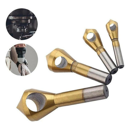 4PCS HSS Countersink Chamfer Drill Bit Set Titanium Coated Deburring Tools.