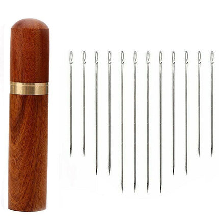 Stainless Steel Self-Threading Needles Opening Sewing Darning Needles 12/24 Pcs - 12PCS.