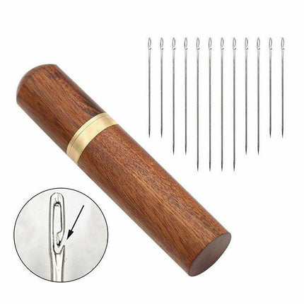 Stainless Steel Self-Threading Needles Opening Sewing Darning Needles 12/24 Pcs - 12PCS.