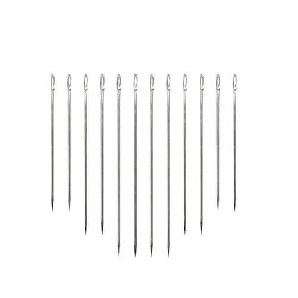 Stainless Steel Self-Threading Needles Opening Sewing Darning Needles 12/24 Pcs - 12PCS.