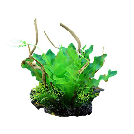 Aquarium Landscaping Decoration Artificial Wood and Plants Fish Tank Ornament - CM1902-Green.