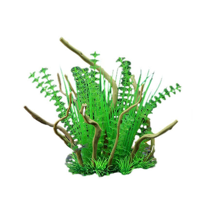 Aquarium Landscaping Decoration Artificial Wood and Plants Fish Tank Ornament - CM1902-Green.