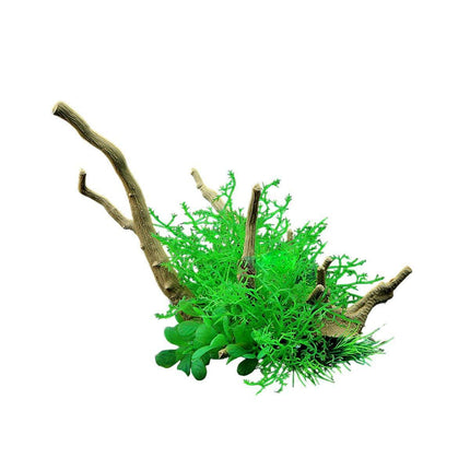 Aquarium Landscaping Decoration Artificial Wood and Plants Fish Tank Ornament - CM1902-Green.