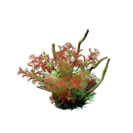Aquarium Landscaping Decoration Artificial Wood and Plants Fish Tank Ornament - CM1902-Green.