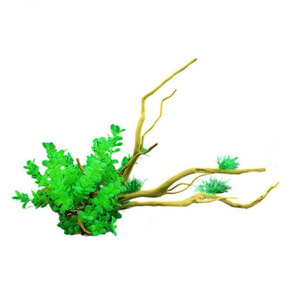 Aquarium Landscaping Decoration Artificial Wood and Plants Fish Tank Ornament - CM1902-Green.