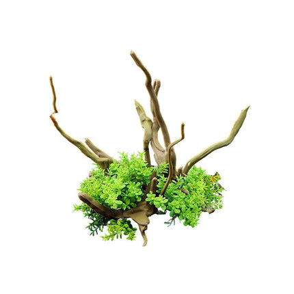 Aquarium Landscaping Decoration Artificial Wood and Plants Fish Tank Ornament - CM2503-Green.