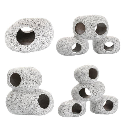 Clay Pot Aquarium Decoration Shrimp House Cichlid Breeding Tank Fish Nest - Nine Holes.