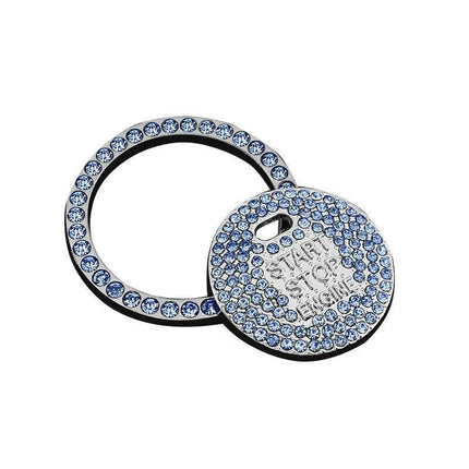 Bling Crystal Ring For Car One Key Engine Start Stop Decoration Button - White.