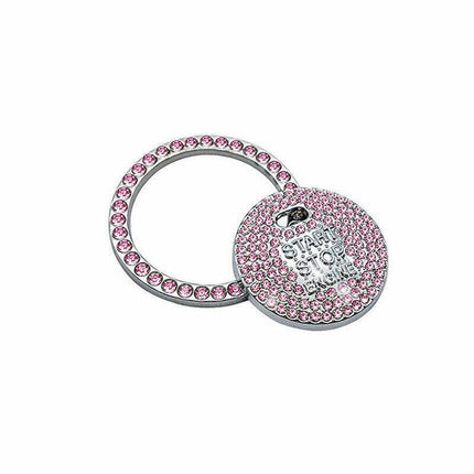 Bling Crystal Ring For Car One Key Engine Start Stop Decoration Button - White.