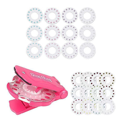 Diamond Hair Sparkle Stapler Machine Tools Kit Gems for Shirt Decor Girls - 1 hair sticking drill +12 sticking drills.