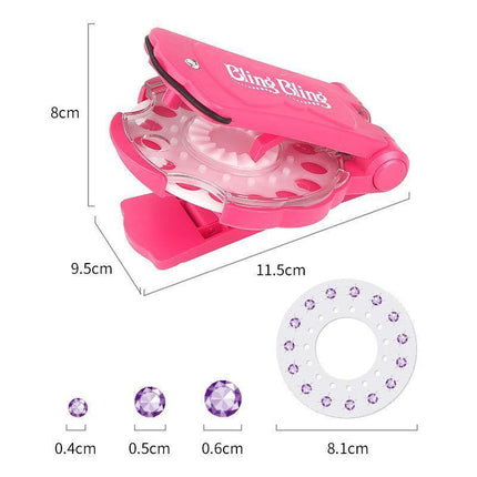 Diamond Hair Sparkle Stapler Machine Tools Kit Gems for Shirt Decor Girls - 1 hair sticking drill +12 sticking drills.