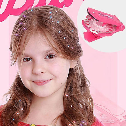 Diamond Hair Sparkle Stapler Machine Tools Kit Gems for Shirt Decor Girls - 1 hair sticking drill +12 sticking drills.