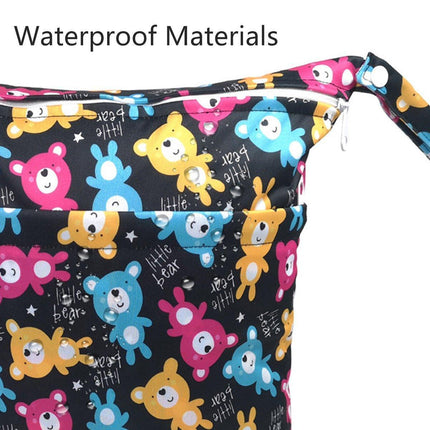 2PCS Cartoon Printed Diaper Bag Double Zipper Washable Storage Organizer - Blue Heart.
