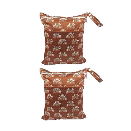 2PCS Cartoon Printed Diaper Bag Double Zipper Washable Storage Organizer - Blue Heart.