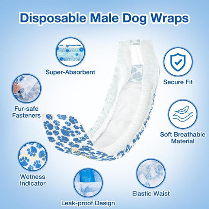 Disposable Female Dog Diapers Leakproof Breathable with Colour Indicator - XS 22-40cm.