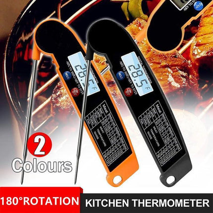 Foldable Digital Thermometer Probe Temperature Kitchen Cooking Food Bbq Meat Jam - Black.
