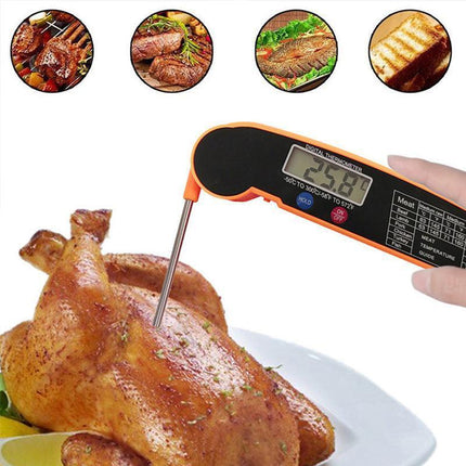 Foldable Digital Thermometer Probe Temperature Kitchen Cooking Food Bbq Meat Jam - Black.
