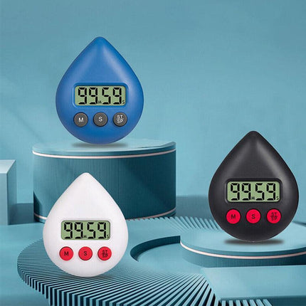 Water Drop Digital Timer Kitchen Study Alarm Countdown Electronic Clock 4 Colours - Blue.