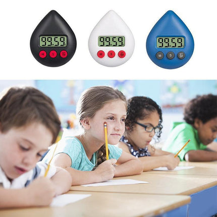 Water Drop Digital Timer Kitchen Study Alarm Countdown Electronic Clock 4 Colours - Blue.