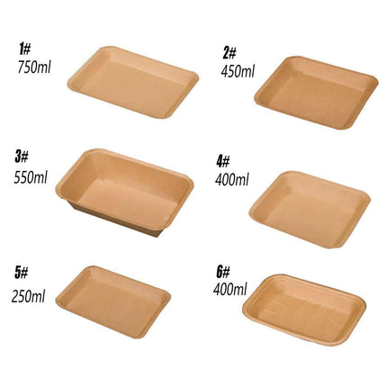 100pcs Eco-friendlyKraft Paper  Trays for Fries Snacks Greaseproof Hot Dog Trays - 6#400ml.