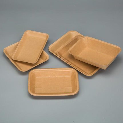 100pcs Eco-friendlyKraft Paper  Trays for Fries Snacks Greaseproof Hot Dog Trays - 6#400ml.