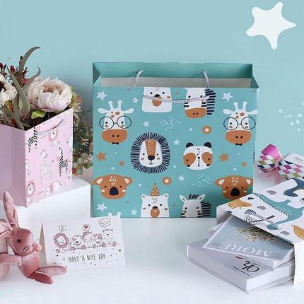 25x Creative Cartoon Animal Gift Bags Cute Birthday Party Favors Tote Paper Bags - Dinosaur-Paradise-25pcs-M.