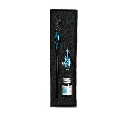 Crystal Flower Glass Dipping Dip Pen Writing Set Gift Pack Fountain Calligraphy - Orange.