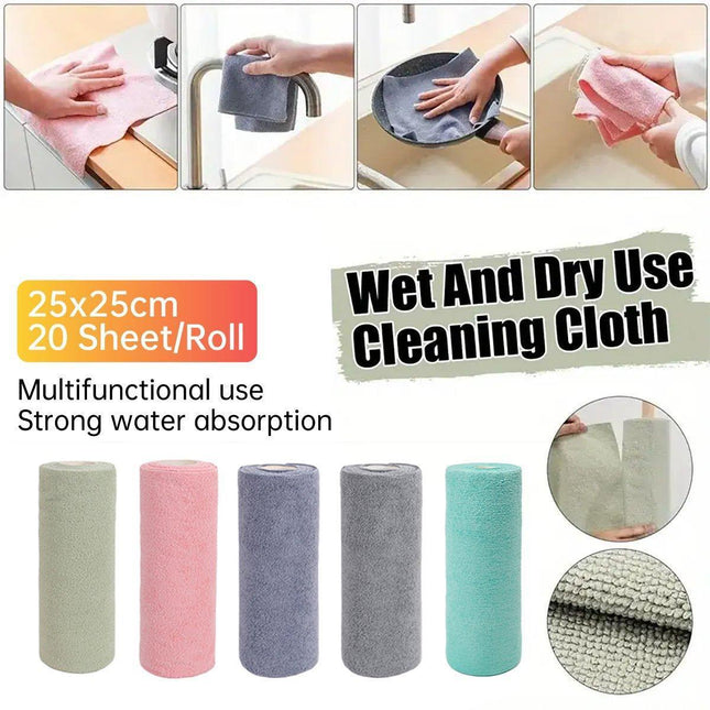 Multifunctional Kitchen Cleaning Towel Strong Absorbent Hand Tear Dish Cloth - Pink.