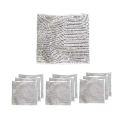 10PCS Double Layer Dishcloth Non-stick Oil Kitchen Cleaning Cloth Metal Fiber.