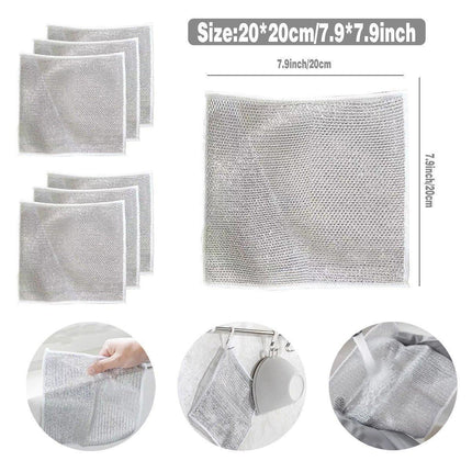 10PCS Double Layer Dishcloth Non-stick Oil Kitchen Cleaning Cloth Metal Fiber.