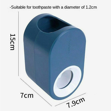 Automatic Toothpaste Dispenser Bathroom Wall-Mounted Rack Toothbrush Holder - Dark Blue.