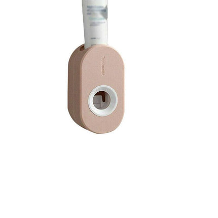 Automatic Toothpaste Dispenser Bathroom Wall-Mounted Rack Toothbrush Holder - Pink.