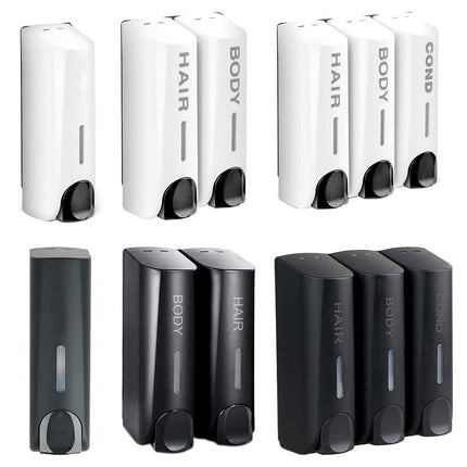 Hotel Wall Mounted Soap Dispenser Bathroom Shampoo Shower Gel Hand Soap Box - White-Double.